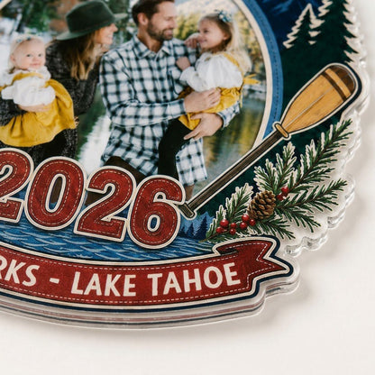 Personalized Best Trip Lake Adventure Photo Acrylic Ornament