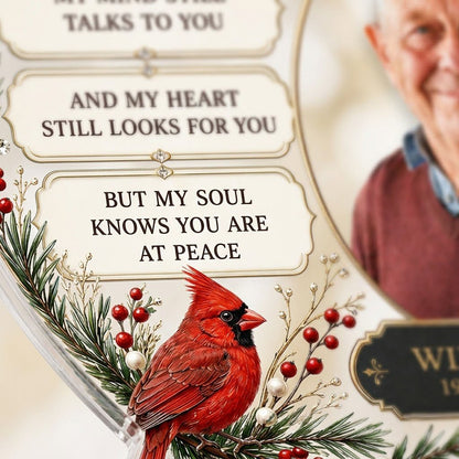 Personalized Cardinal Heart Photo Memorial Acrylic Ornament