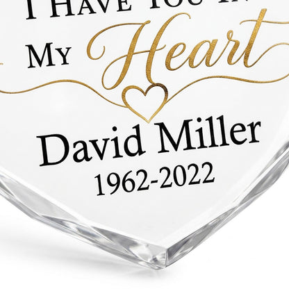 Personalized Botanical Gold Cross Memorial God Has You In His Arms Heart Glass Ornament