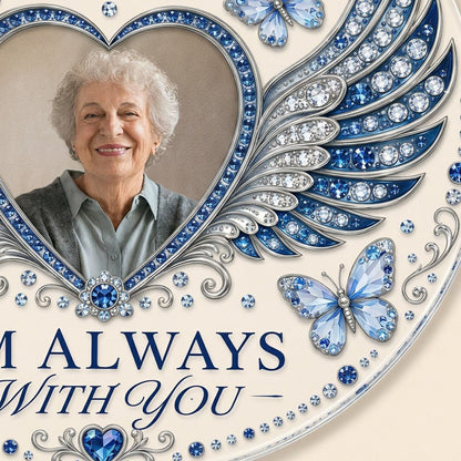 Personalized Sapphire Angel Wings Heart Photo Memorial Acrylic Ornament