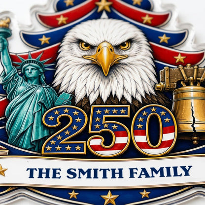 Personalized USA 250th Anniversary Tree Acrylic Ornament, Custom Patriotic American Keepsake