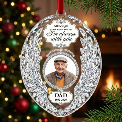 Personalized Crystal Angel Wings Oval Photo Memorial Acrylic Ornament