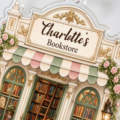 Personalized Bookstore Acrylic Ornament, Custom Book Lover Christmas Keepsake