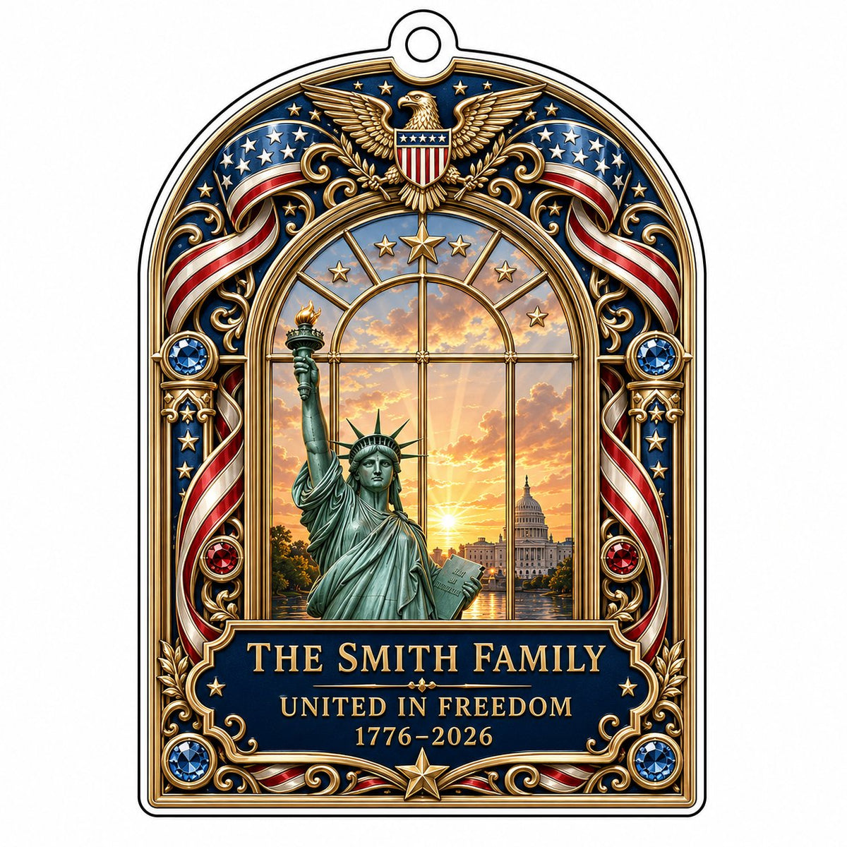Personalized America 250th Statue of Liberty Capitol Acrylic Ornament
