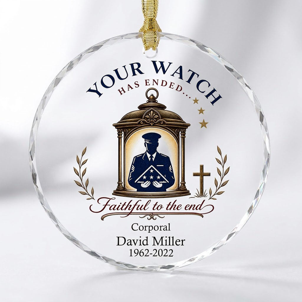Personalized Police Memorial Your Watch Has Ended Lantern Round Glass Ornament