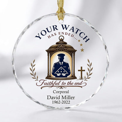 Personalized Police Memorial Your Watch Has Ended Lantern Round Glass Ornament