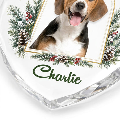 Personalized Dog Photo Holiday Arch Heart Glass Ornament