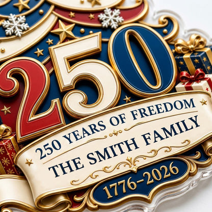 Personalized America 250th Tree of Freedom Acrylic Ornament, Custom Patriotic Holiday Keepsake