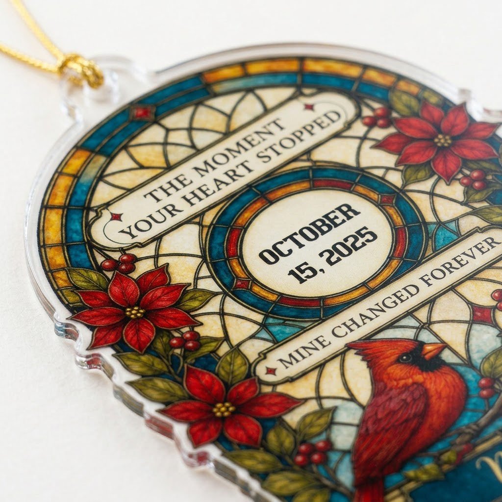 Personalized Red Cardinal Arch Plaque Memorial Acrylic Ornament