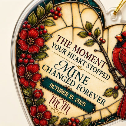 Personalized Red Cardinal Heart Plaque Memorial Acrylic Ornament