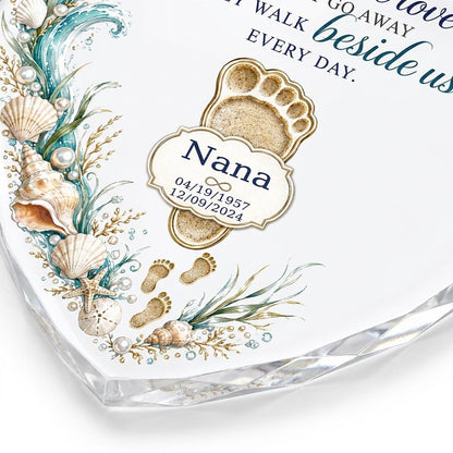 Personalized Beach Footprint Frame Memorial Those We Love Beside Us Heart Glass Ornament