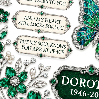 Personalized Emerald Butterfly Memorial Heart Acrylic Ornament