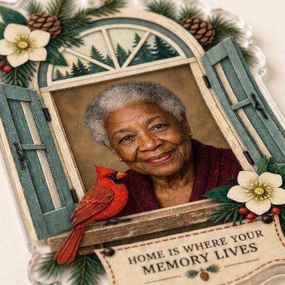 Personalized Memorial Photo Cardinal Window Christmas Ornament
