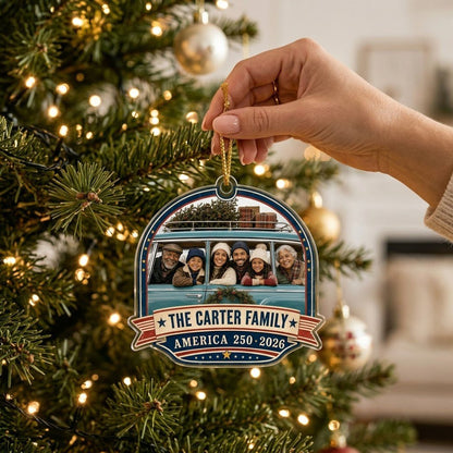 Personalized America 250 Family Photo Christmas Ornament 2026