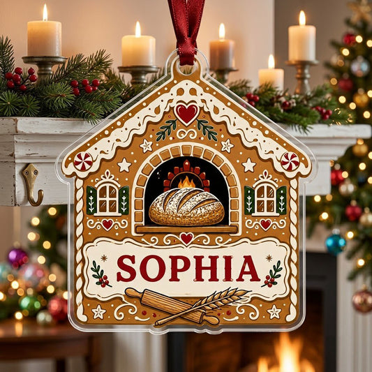 Personalized Gingerbread Bakery Acrylic Ornament, Custom Baker Christmas Keepsake