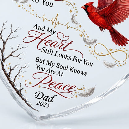 Personalized Flying Cardinal Memorial My Mind Still Talks To You Heart Glass Ornament