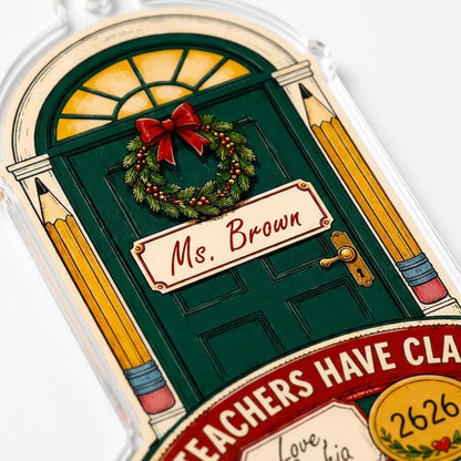 Personalized Teacher Classroom Door Acrylic Ornament, Custom Appreciation Keepsake