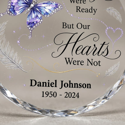 Personalized Butterfly Memorial Your Wings Were Ready Crystal Heart Glass Ornament
