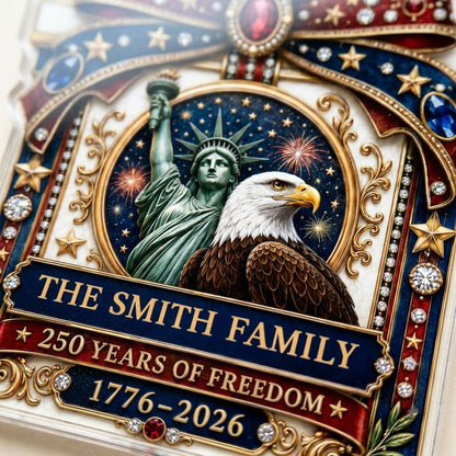 Personalized America 250th Statue of Liberty Eagle Acrylic Ornament, Custom Patriotic Keepsake