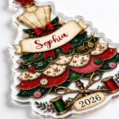 Personalized Seamstress Sewing Dress Christmas Ornament