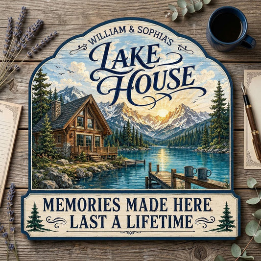 Personalized Lake Cabin Memories Wooden Hanging Sign