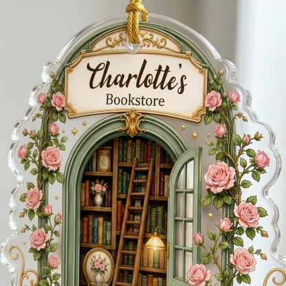 Personalized Pop-Up Book Library Acrylic Ornament, Custom Book Lover Keepsake