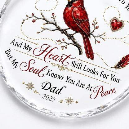 Personalized Cardinal Memorial My Mind Still Talks To You Round Glass Ornament