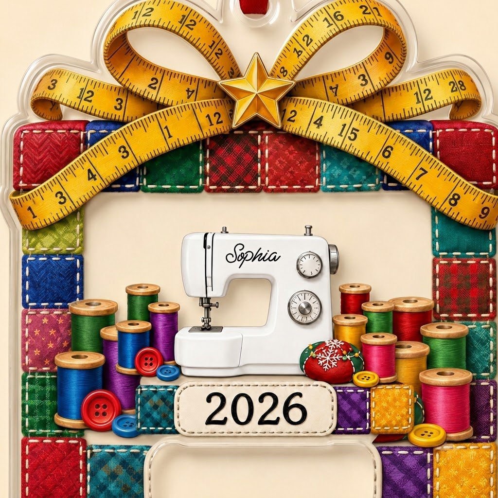 Personalized Quilt Patchwork Sewing Machine Acrylic Ornament