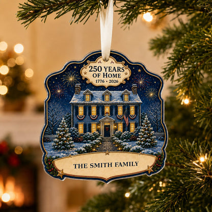 Personalized America 250th Colonial House Acrylic Ornament, Custom Patriotic Holiday Keepsake