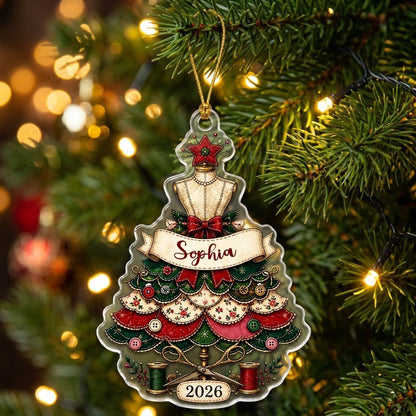 Personalized Seamstress Sewing Dress Christmas Ornament