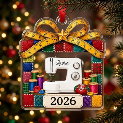 Personalized Quilt Patchwork Sewing Machine Acrylic Ornament