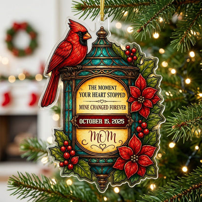 Personalized Red Cardinal Lantern Memorial Acrylic Ornament