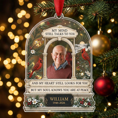 Personalized Heavenly Arch Cardinals Photo Memorial Acrylic Ornament