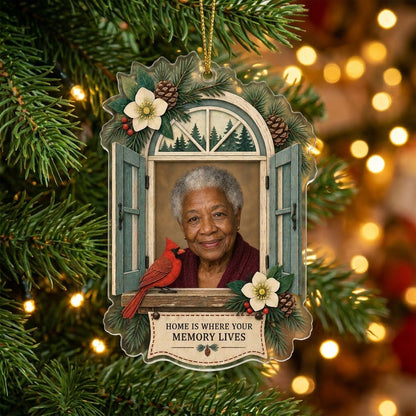 Personalized Memorial Photo Cardinal Window Christmas Ornament