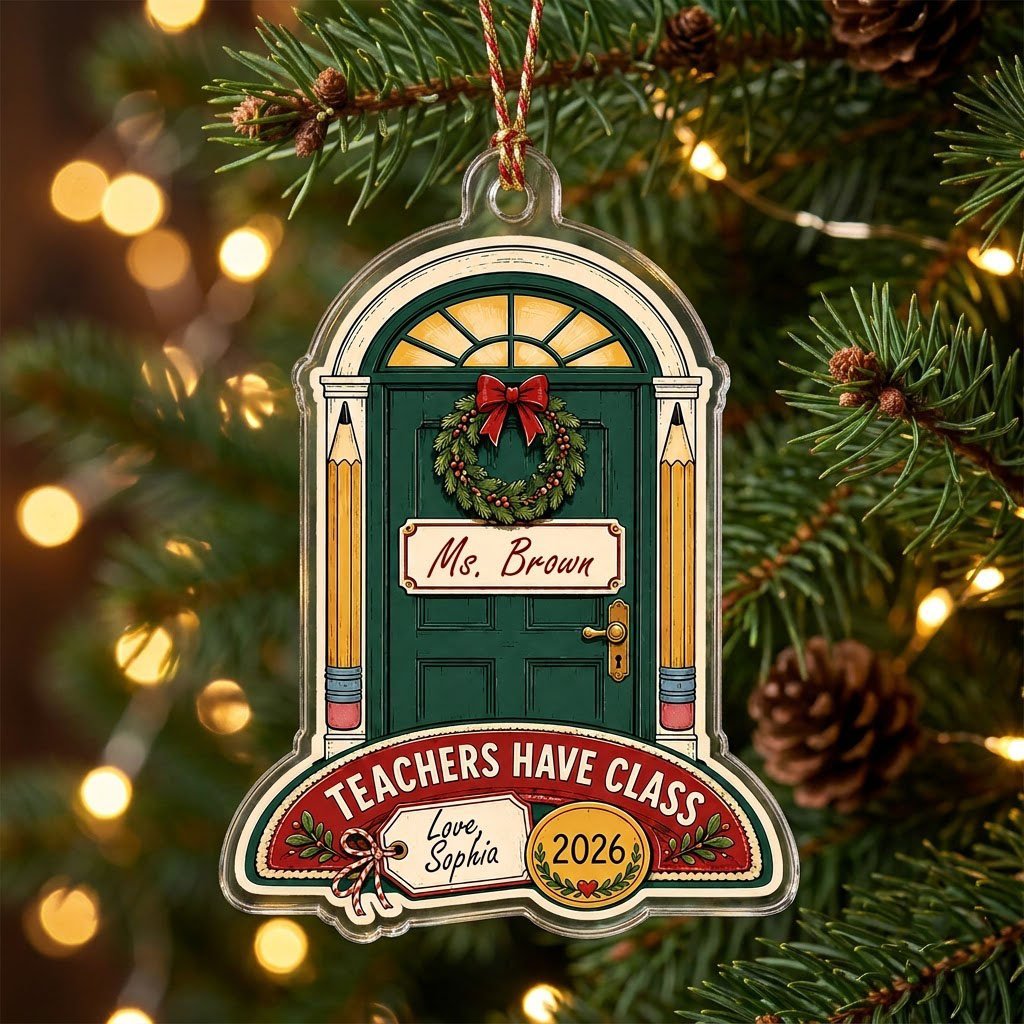 Personalized Teacher Classroom Door Acrylic Ornament, Custom Appreciation Keepsake
