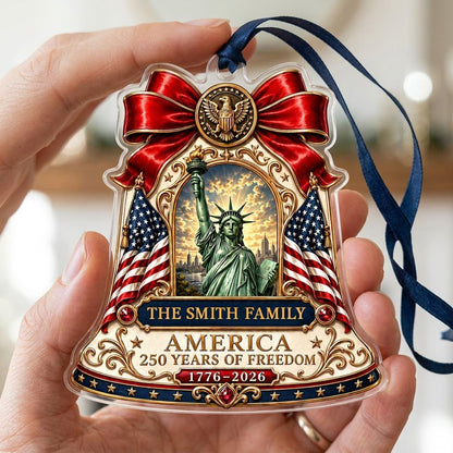 Personalized America 250th Liberty Bell Statue of Liberty Acrylic Ornament, Custom Patriotic Keepsake