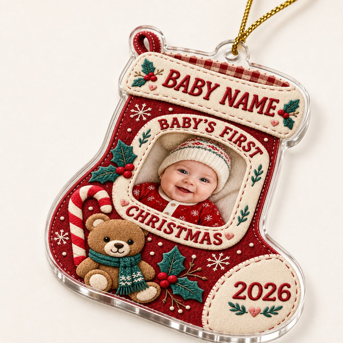 Personalized Baby's First Christmas Photo Acrylic Ornament