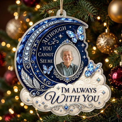 Personalized Sapphire Crescent Moon Photo Memorial Acrylic Ornament