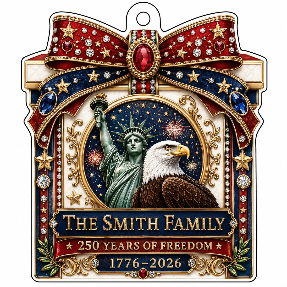 Personalized America 250th Statue of Liberty Eagle Acrylic Ornament, Custom Patriotic Keepsake