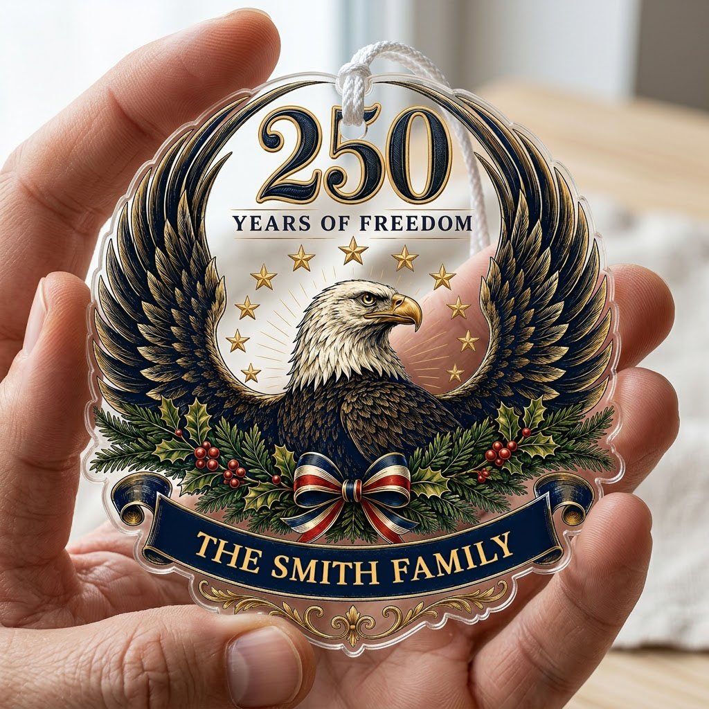 Personalized America 250th American Eagle Acrylic Ornament, Custom Patriotic Holiday Keepsake