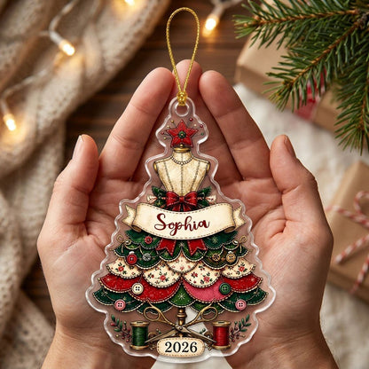 Personalized Seamstress Sewing Dress Christmas Ornament