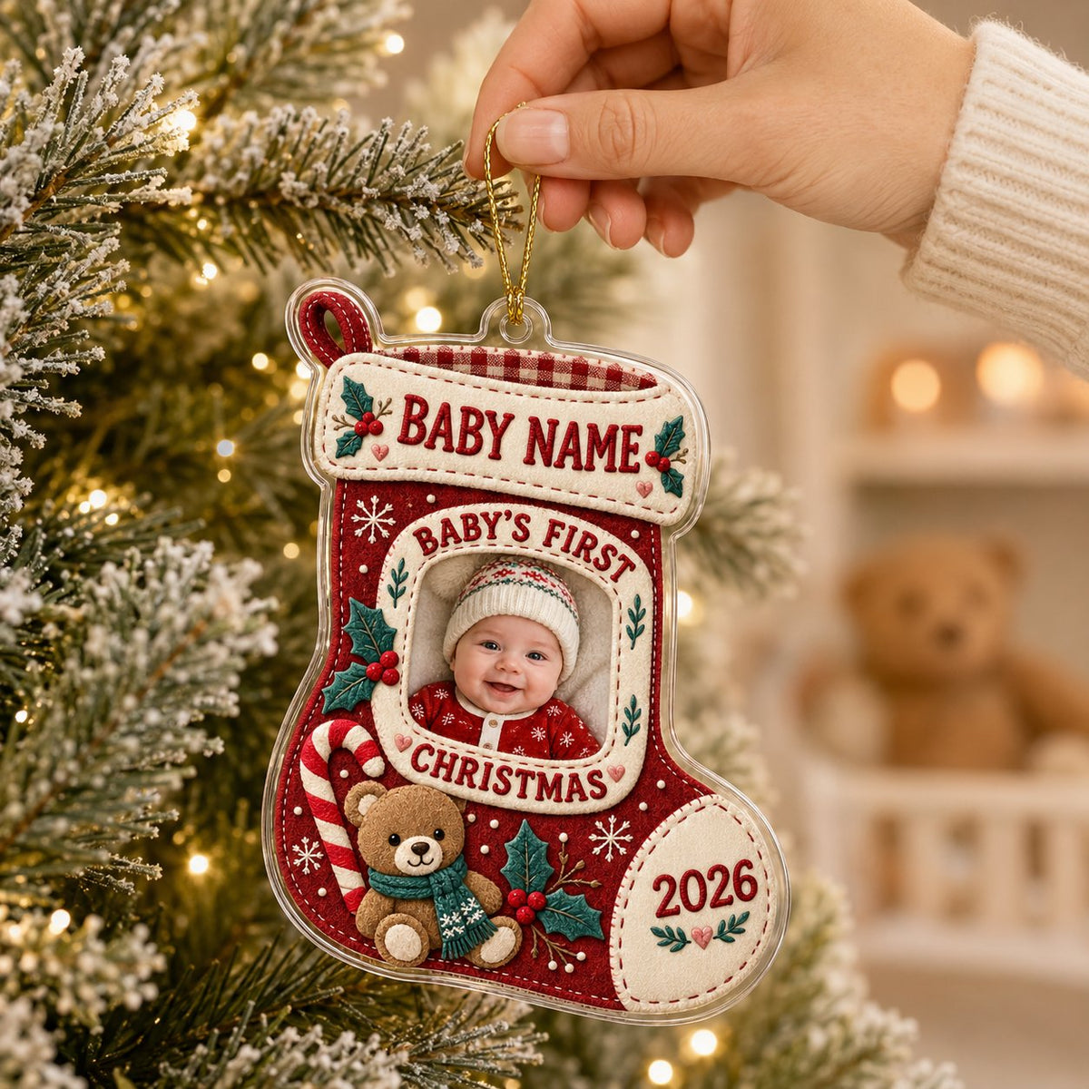 Personalized Baby's First Christmas Photo Acrylic Ornament
