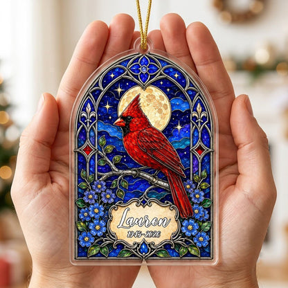 Personalized Red Cardinal Gothic Arch Memorial Acrylic Ornament