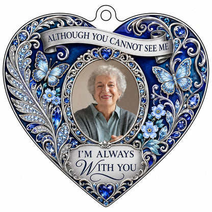 Personalized Sapphire Heart Photo Memorial Acrylic Ornament
