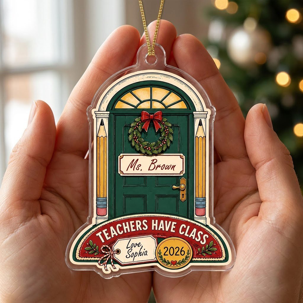 Personalized Teacher Classroom Door Acrylic Ornament, Custom Appreciation Keepsake