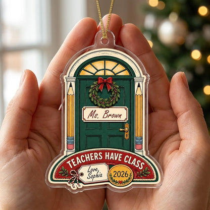 Personalized Teacher Classroom Door Acrylic Ornament, Custom Appreciation Keepsake