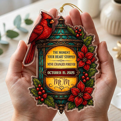 Personalized Red Cardinal Lantern Memorial Acrylic Ornament