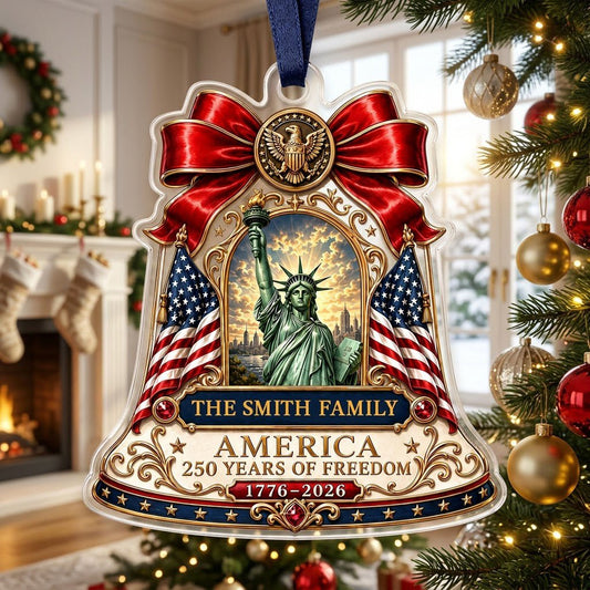 Personalized America 250th Liberty Bell Statue of Liberty Acrylic Ornament, Custom Patriotic Keepsake