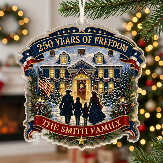 Personalized America 250th Years of Freedom Acrylic Ornament, Custom Patriotic Holiday Keepsake