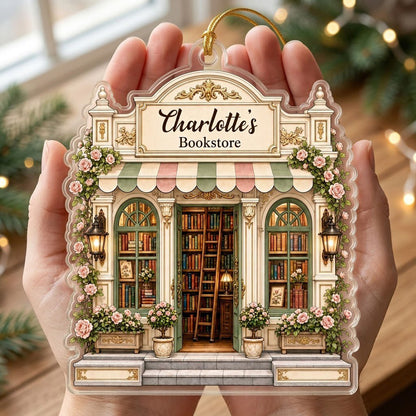 Personalized Bookstore Acrylic Ornament, Custom Book Lover Christmas Keepsake